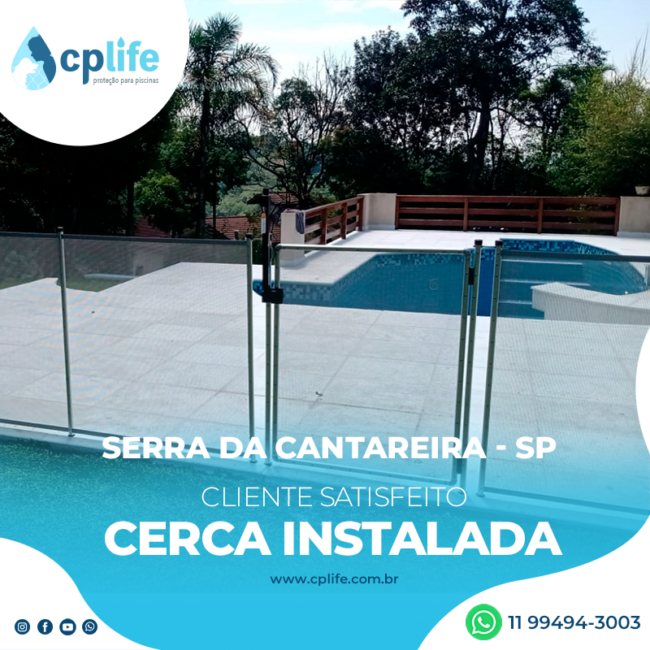 Cerca removível para piscina com portão automático