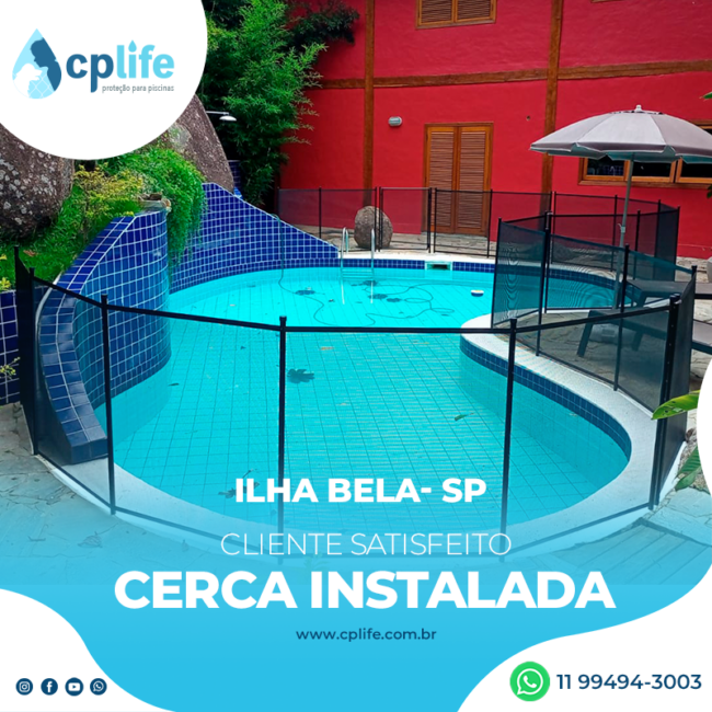 cerca para piscina em ilha bela