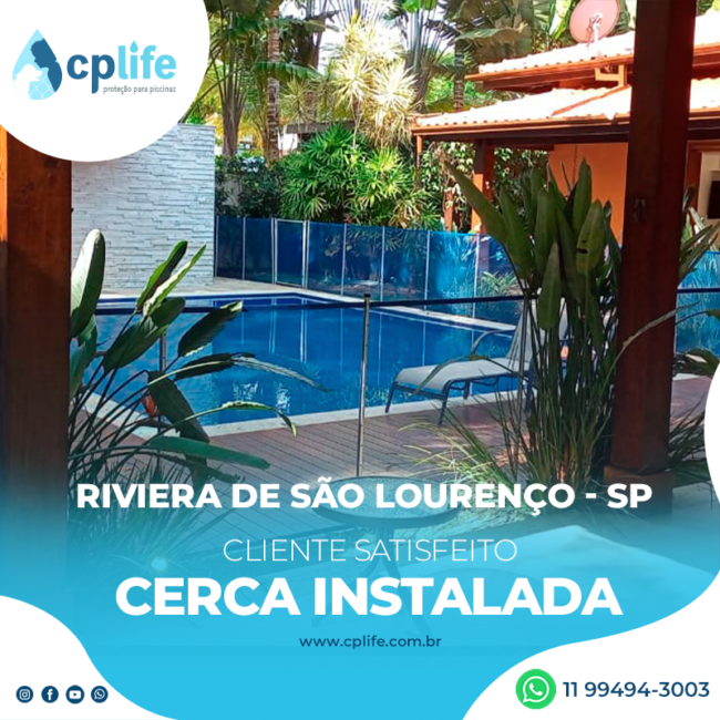 cerca para piscina em riviera de são lourenço