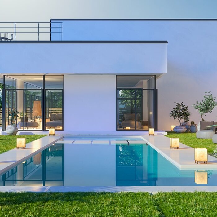 Design e paisagismo em todo da piscina